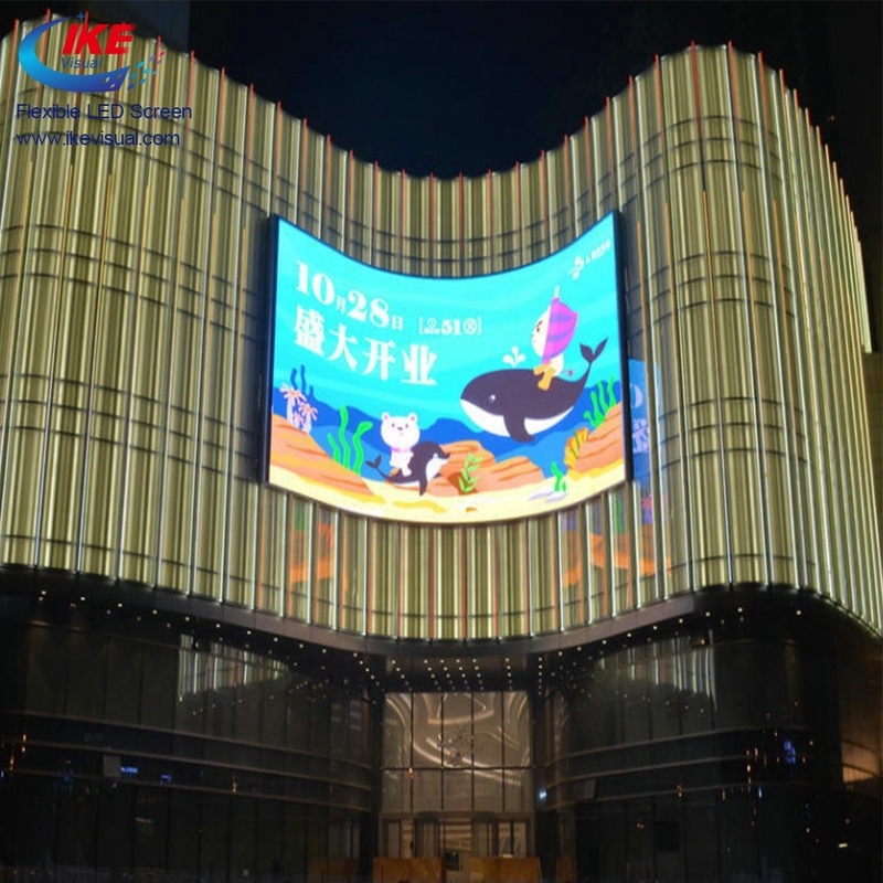 IP65 Curved Video Wall Displays 4500 nits Flexible P4 Outdoor LED Screen